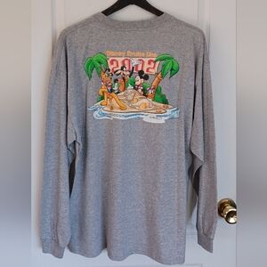 VTG 2002 DISNEY CRUISE LINE LONG-SLEEVED HEATHER GRAY GRAPHIC T-SHIRT XL